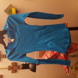 NWOT teal long sleeve tee with lime green detailing